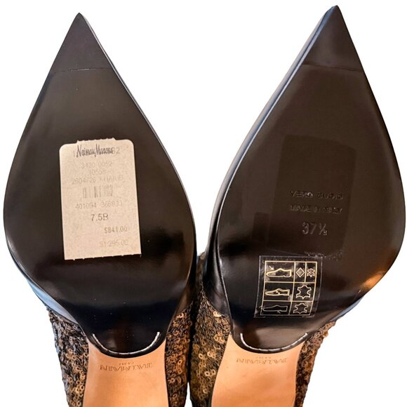 Brand New Balmain Fay Leather and Sequin Ankle Bootie in Black and Bronze - Picture 12 of 13